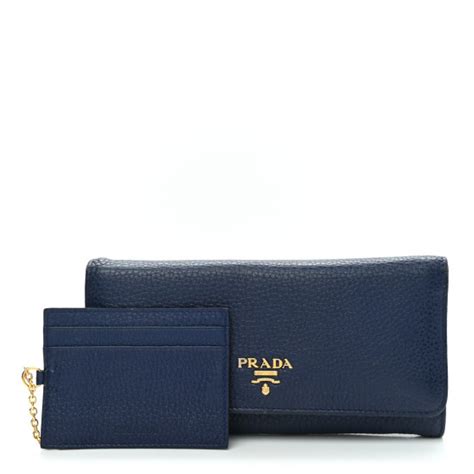 PRADA Vitello Phenix Continental Flap Wallet Baltico